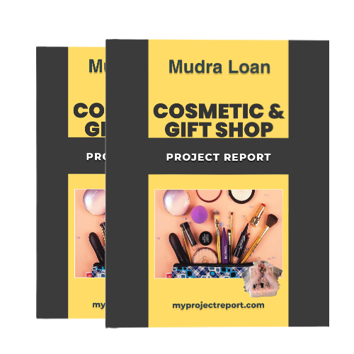 mudra loan cosmetics & gift shop project report with two books set