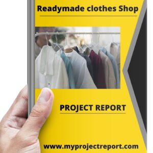 Readymade cloth Shop project report cover in hand