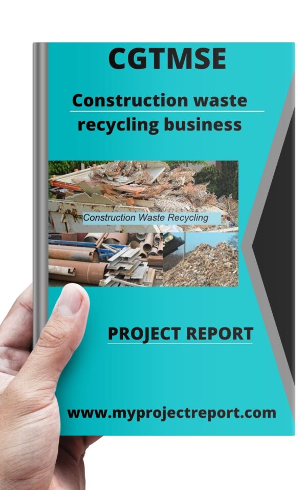 construction waste recycling business project report cover in hand